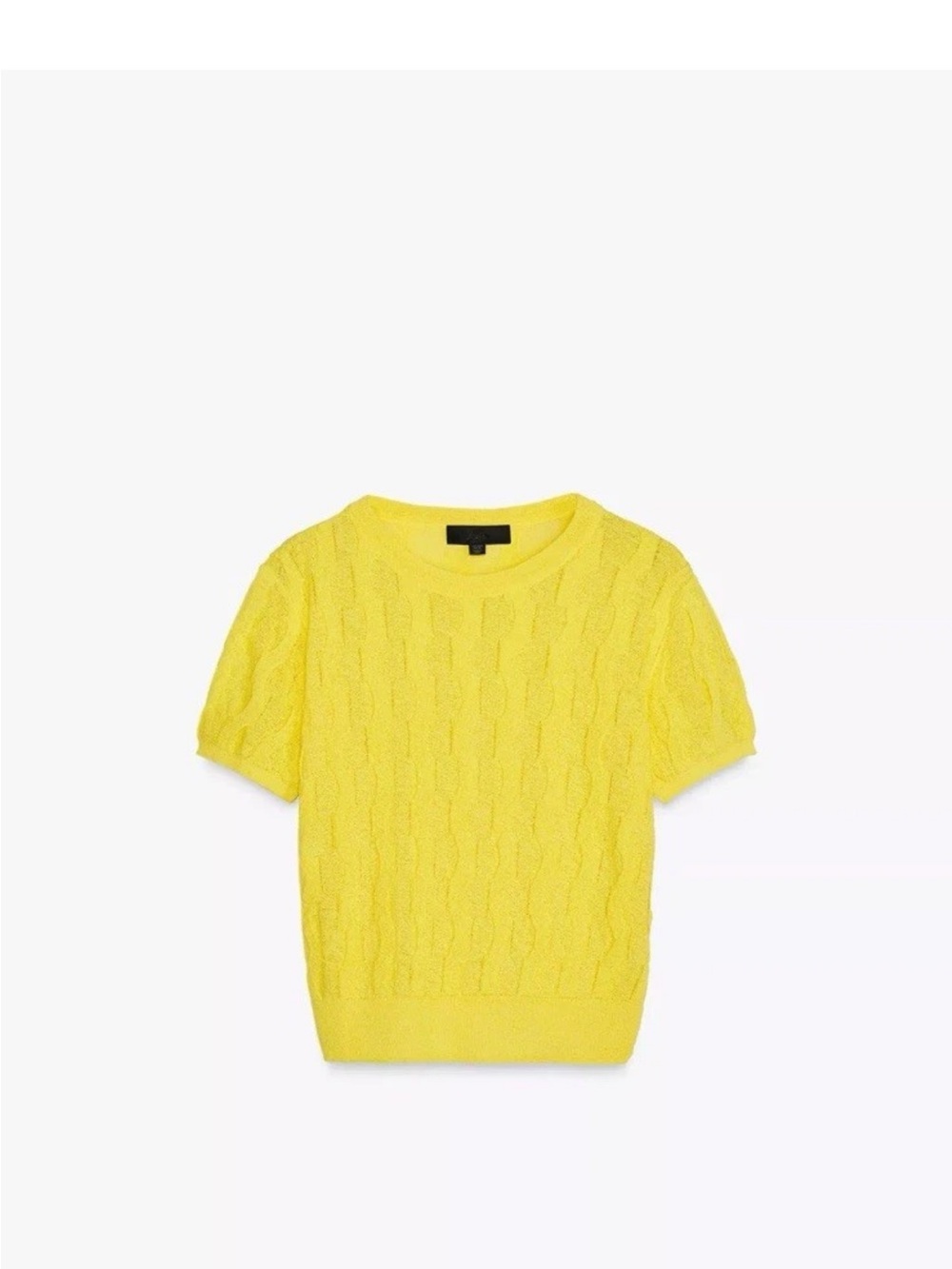 Zara Bright Yellow Cable-Knit Short Sleeve Sweater